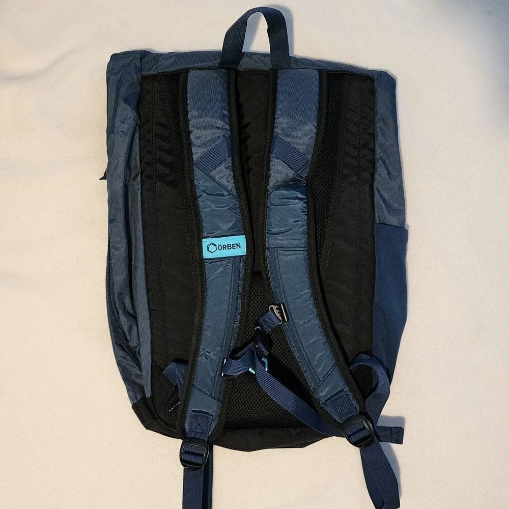 ÖRBEN Dark Blue Teal Accent Roll Top Laptop Backpack School Hiking Travel